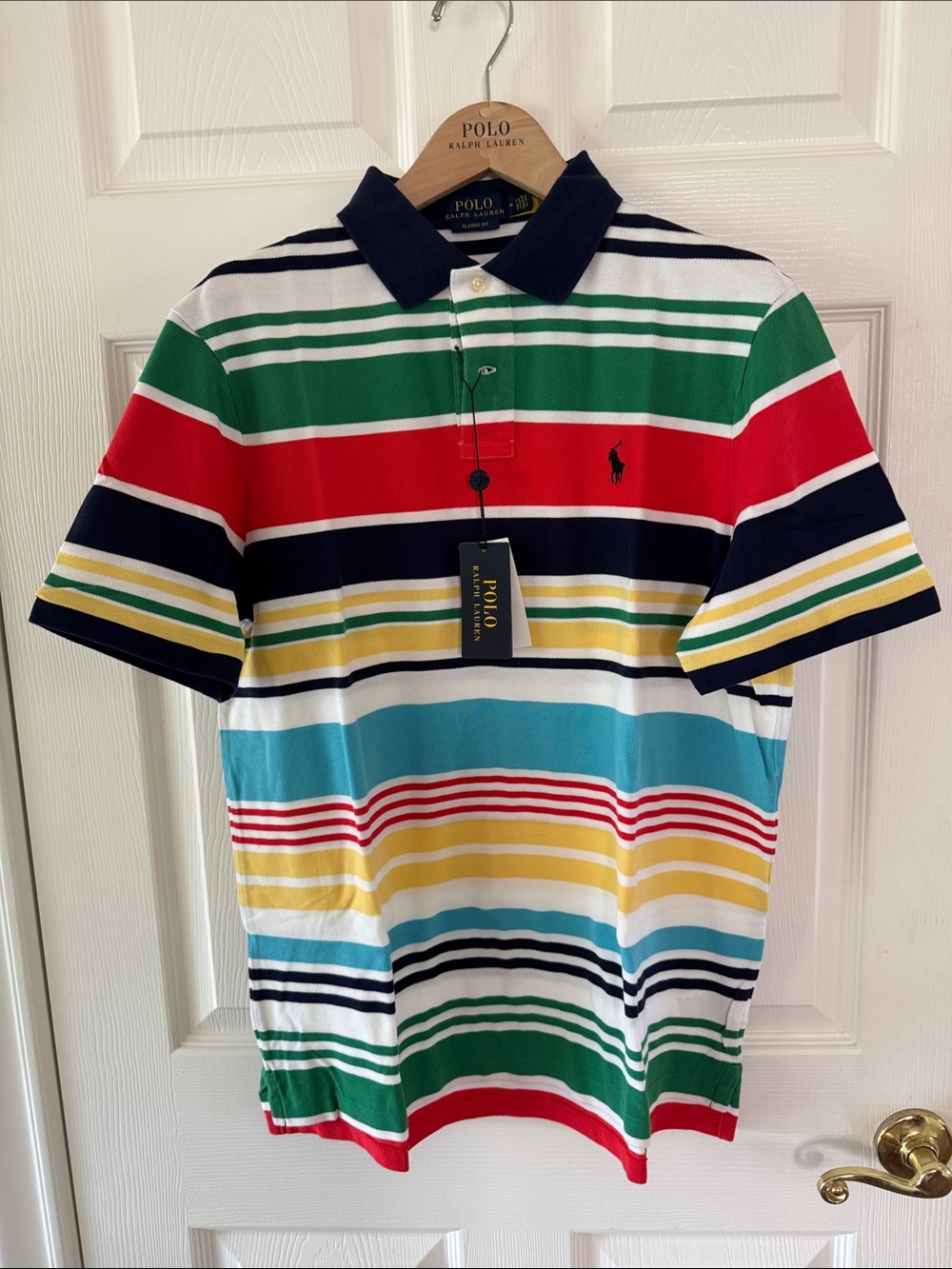 Polo by Ralph Lauren Multi-Striped Pique/Mesh Shirt